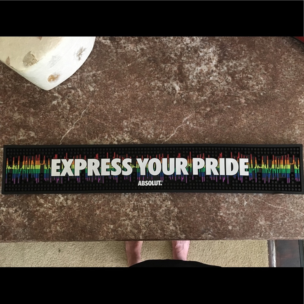 LGBTQ ABSOLUT PRIDE bar mat rail